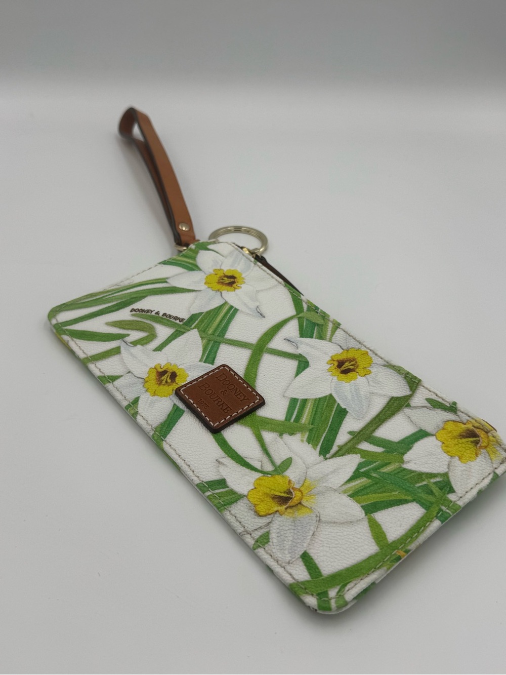 Dooney & Bourke Daffodil Floral Coated Canvas Large Wristlet/Clutch EUC